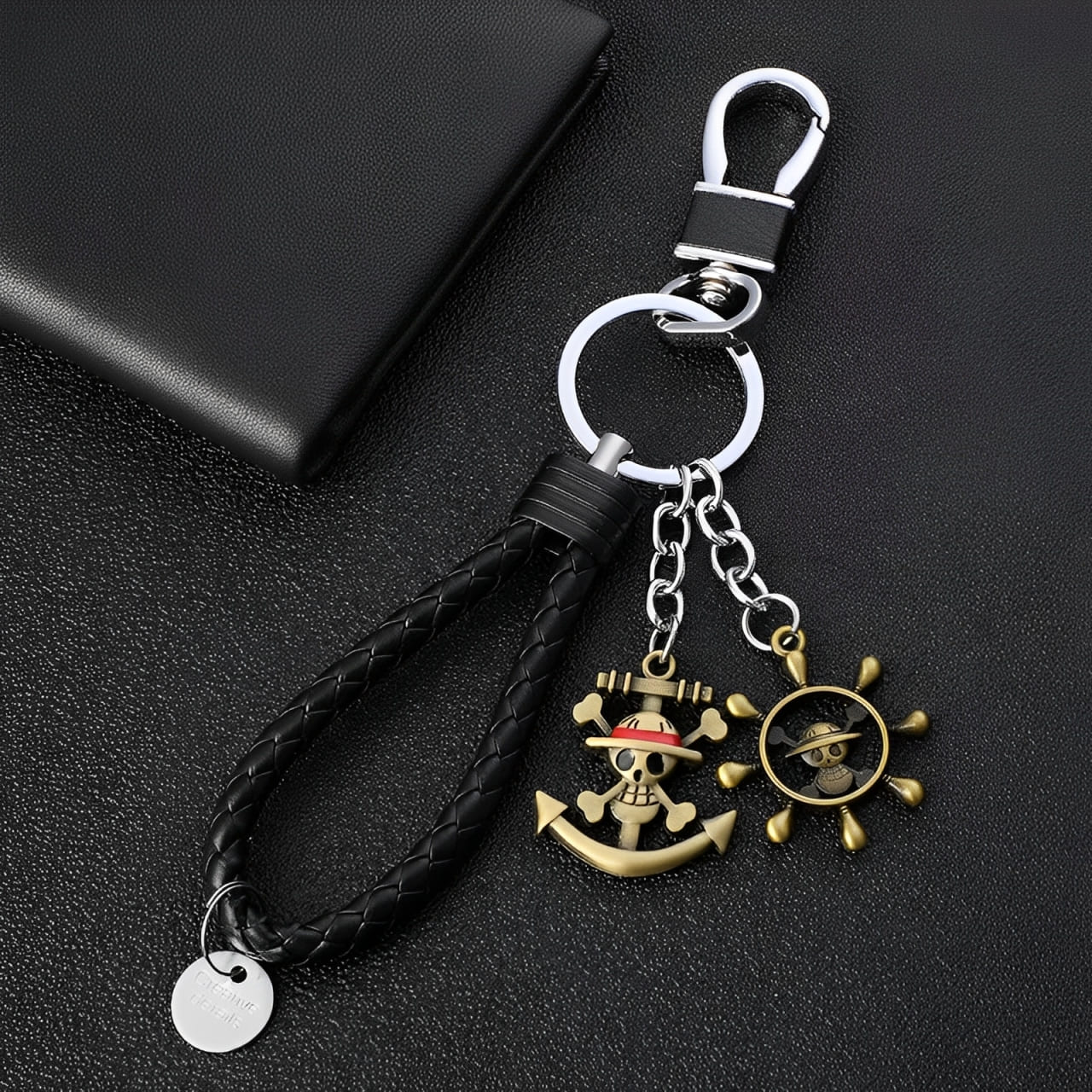 porte cles one piece cuir ancre gouvernail