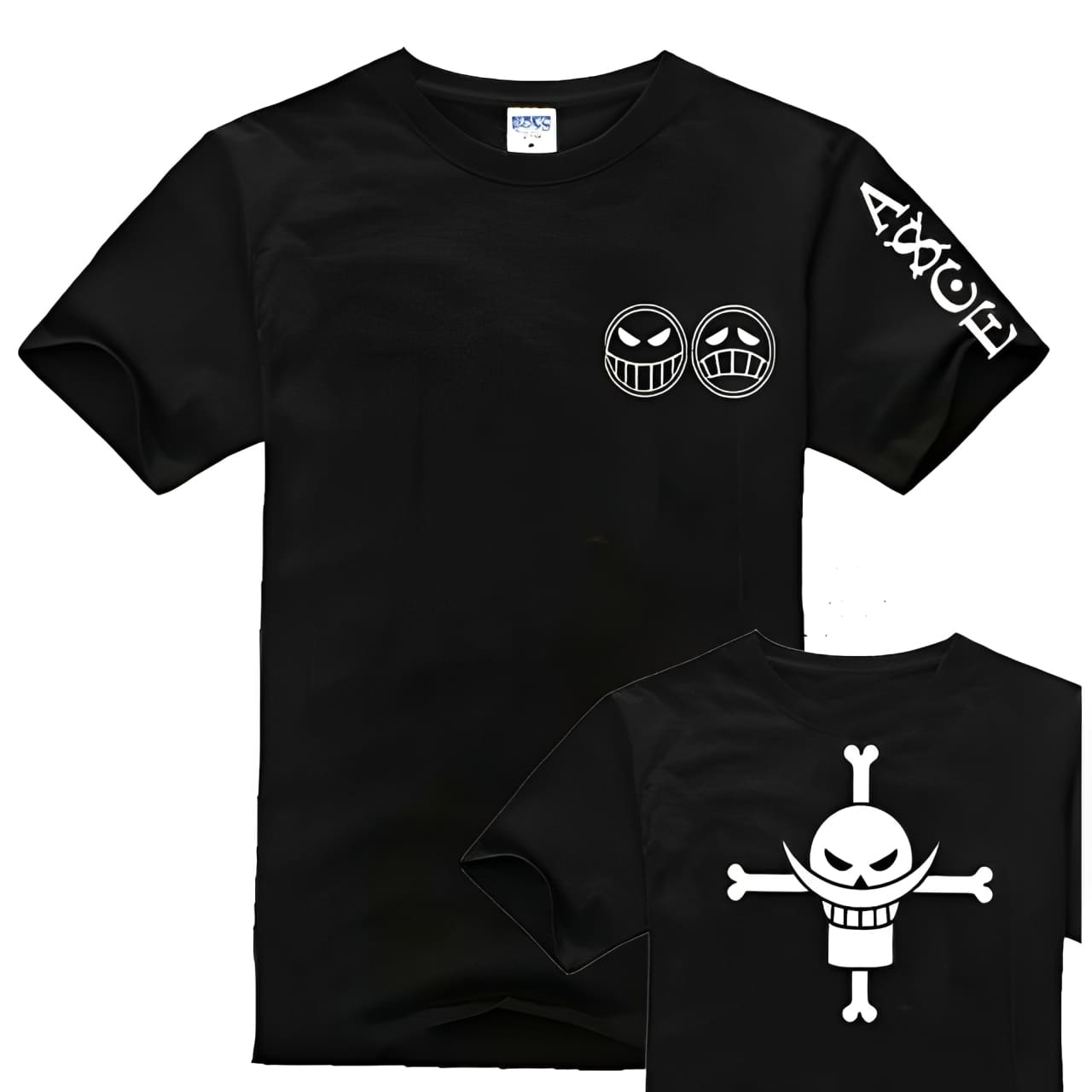 t shirt one piece ace barbe blanche noir