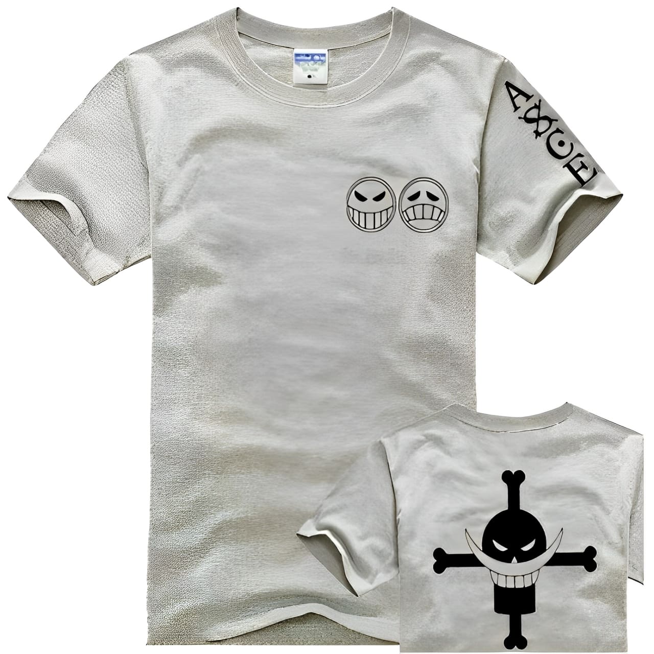 t shirt one piece ace barbe blanche gris