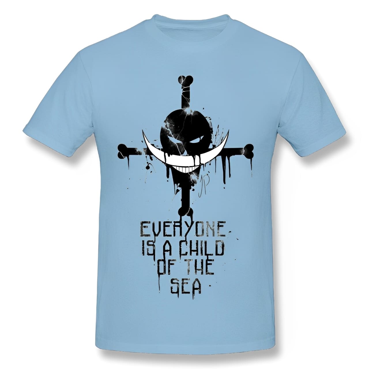 t shirt one piece barbe blanche logo bleu clair