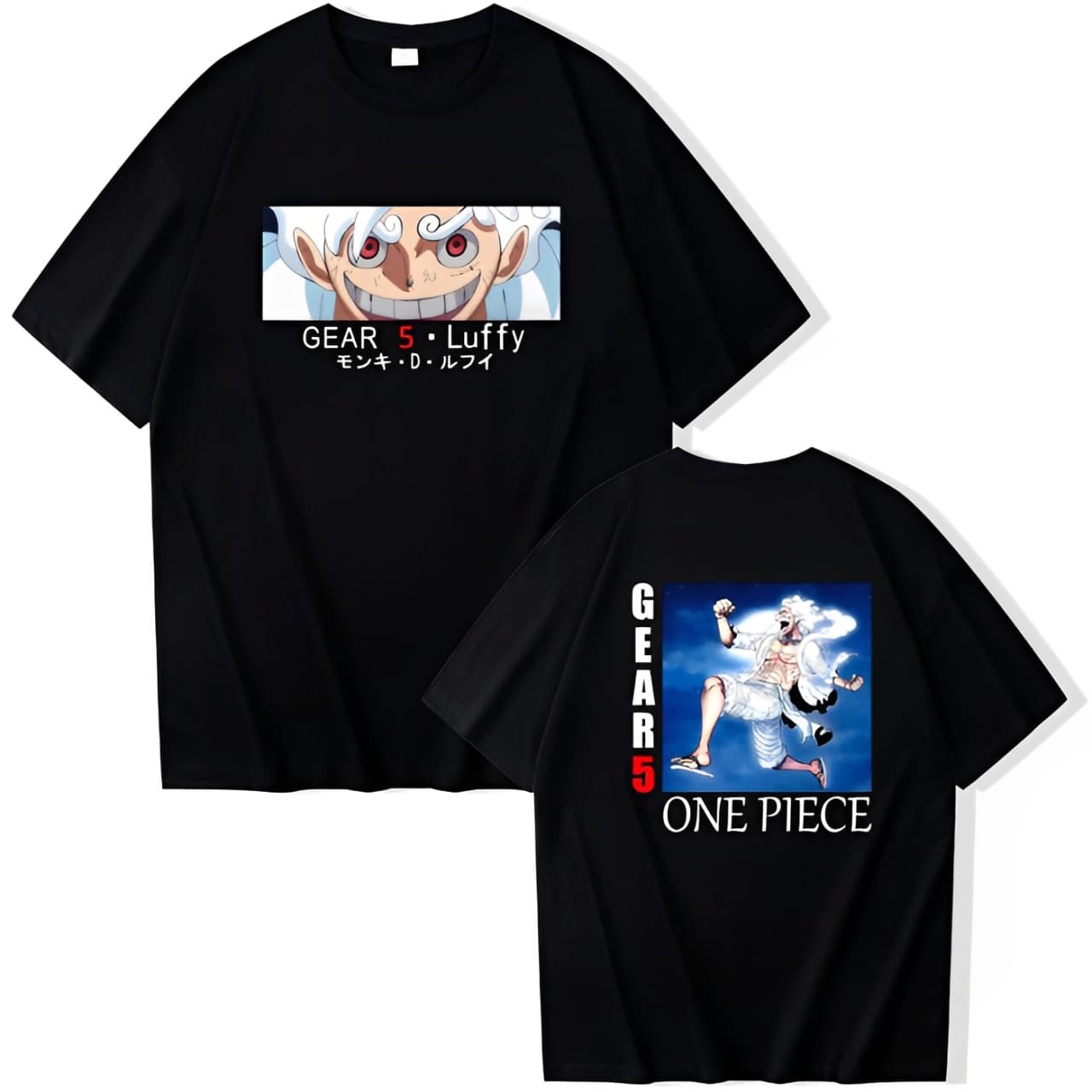 t shirt one piece monkey luffy gear fifth noir