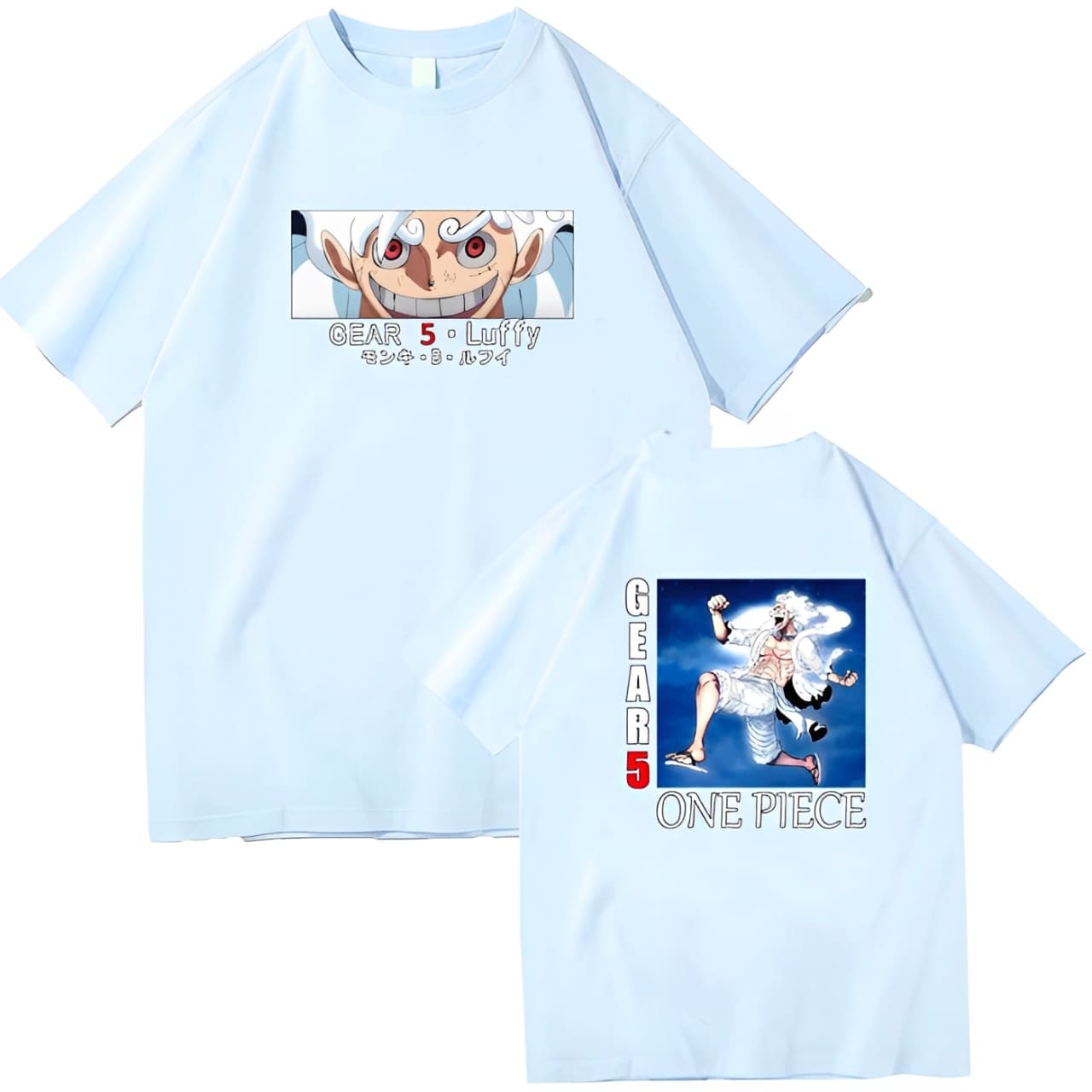 t shirt one piece monkey luffy gear fifth bleu