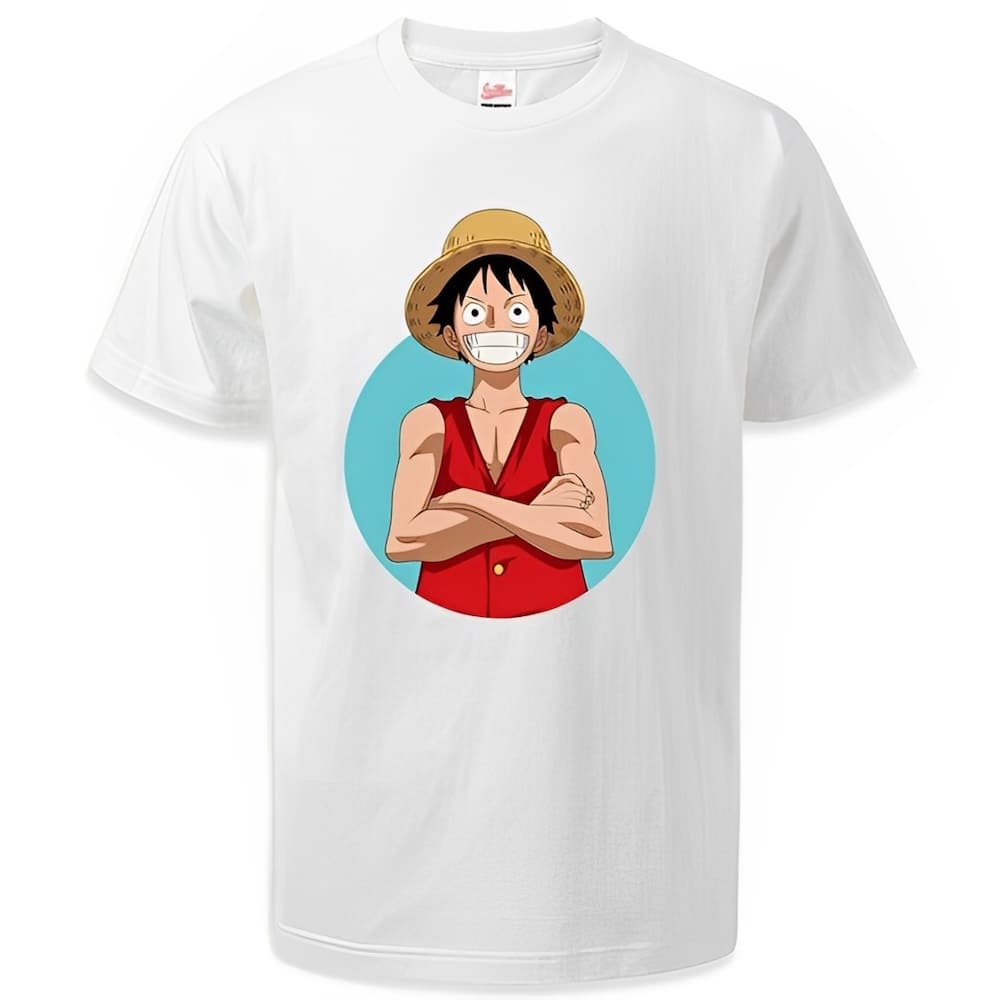 t shirt one piece monkey luffy stand blanc