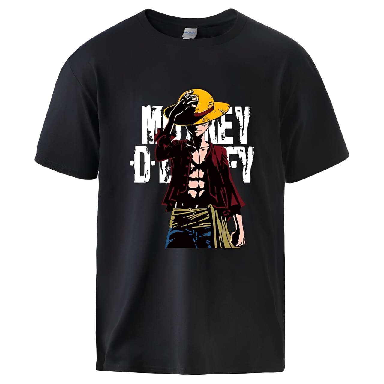 t shirt one piece monkey luffy noir