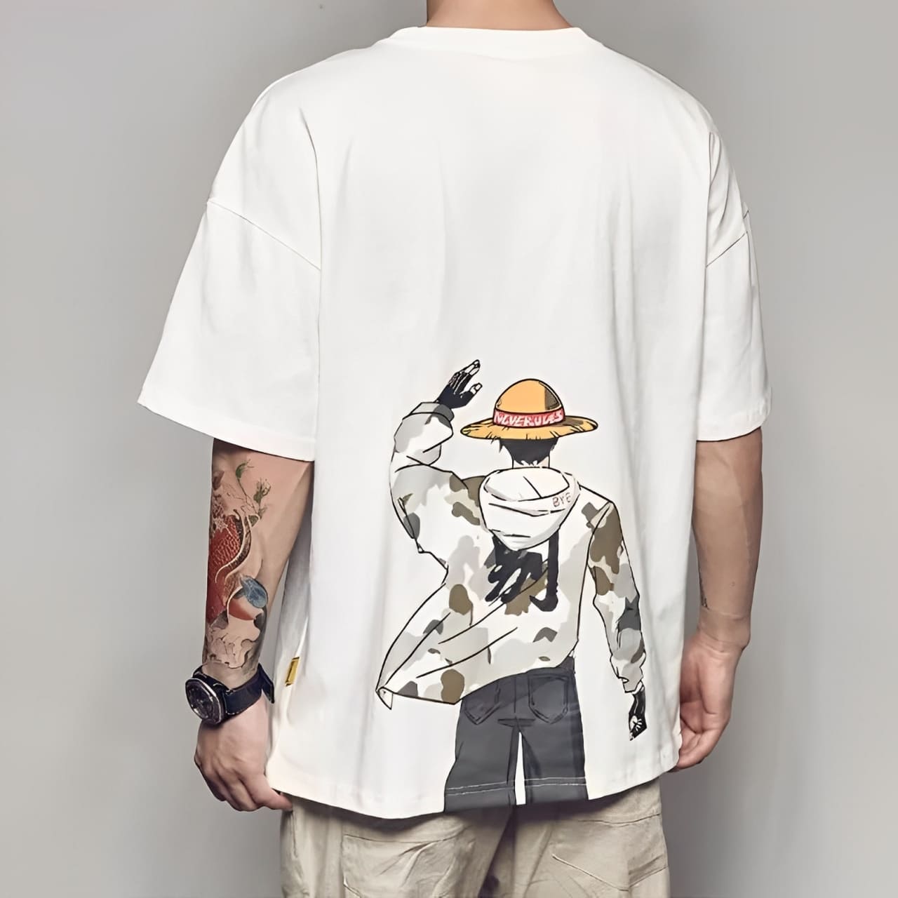 t shirt one piece nerverules monkey luffy blanc 2