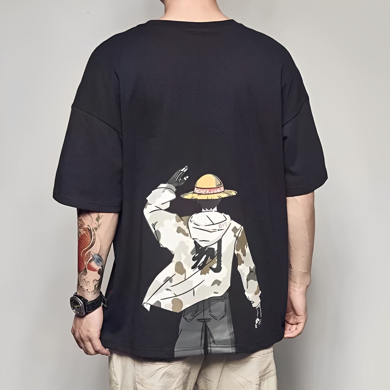 t shirt one piece nerverules monkey luffy noir 2