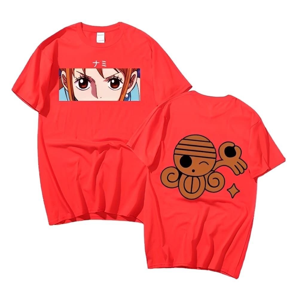 t shirt one piece pirate nami red