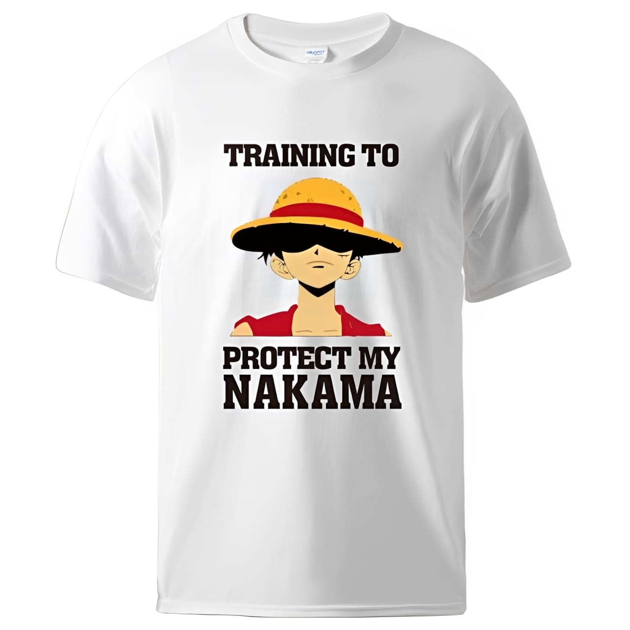 t shirt one piece protect nakama luffy blanc
