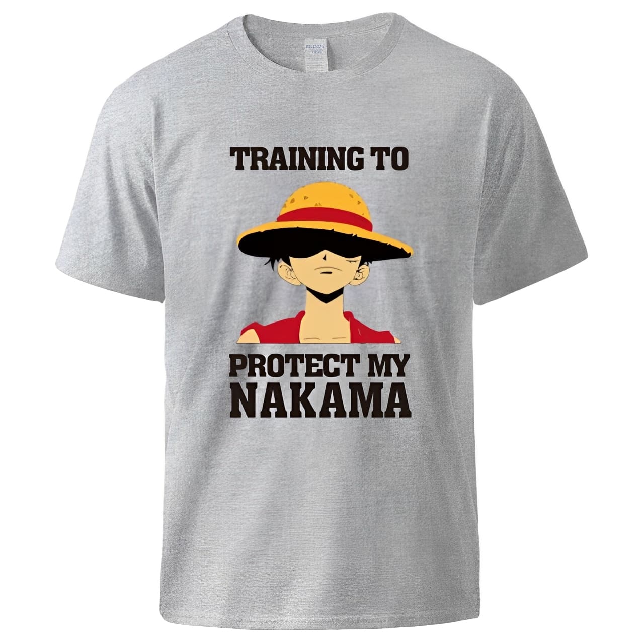 t shirt one piece protect nakama luffy gris