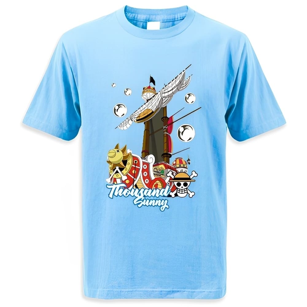 t shirt one piece thousand sunny bubble light blue