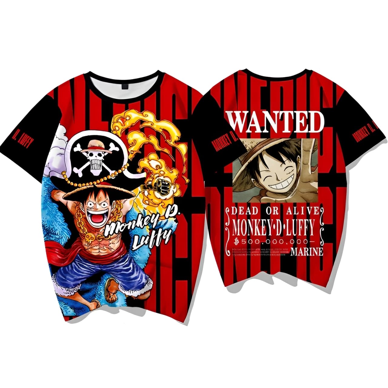 t shirt one piece wanted monkey luffy 1
