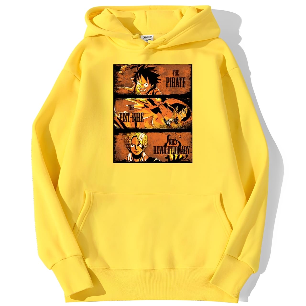 sweatshirt hoodie one piece freres luffy ace sabo jaune
