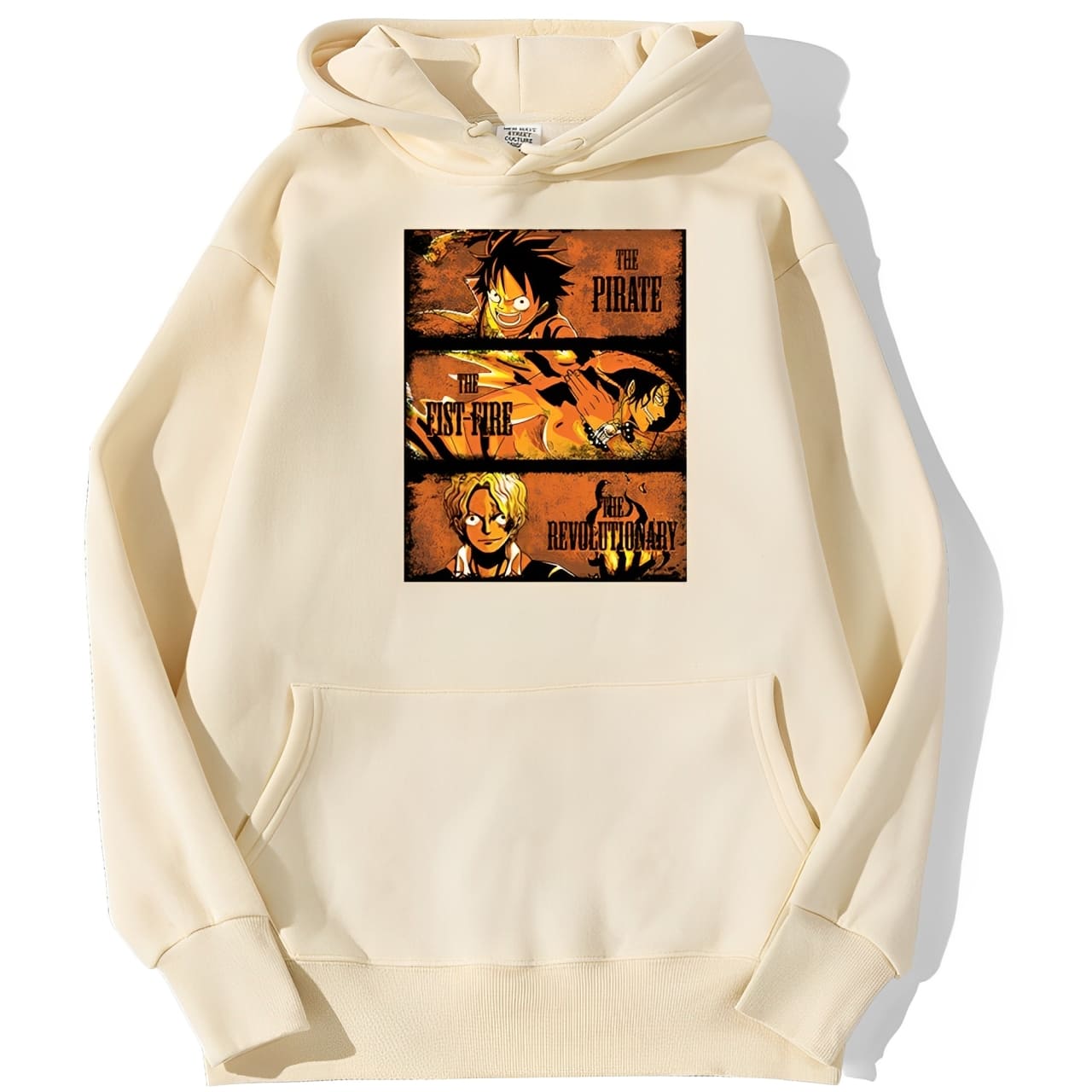 sweatshirt hoodie one piece freres luffy ace sabo beige