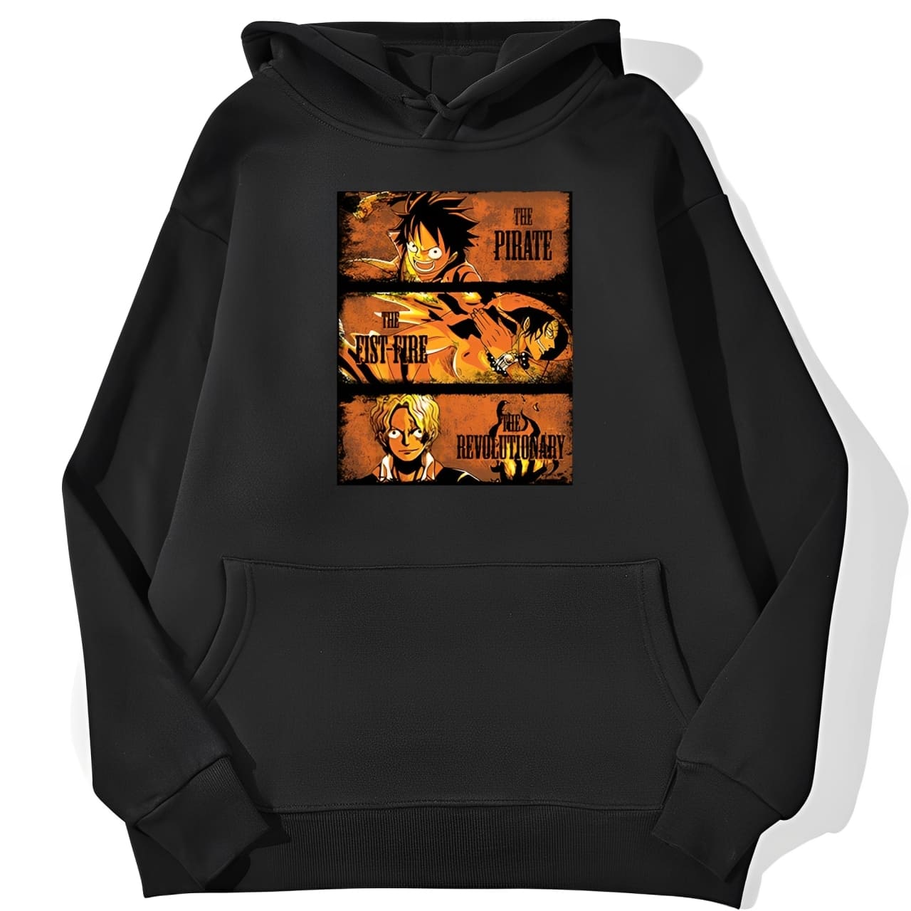 sweatshirt hoodie one piece freres luffy ace sabo noir
