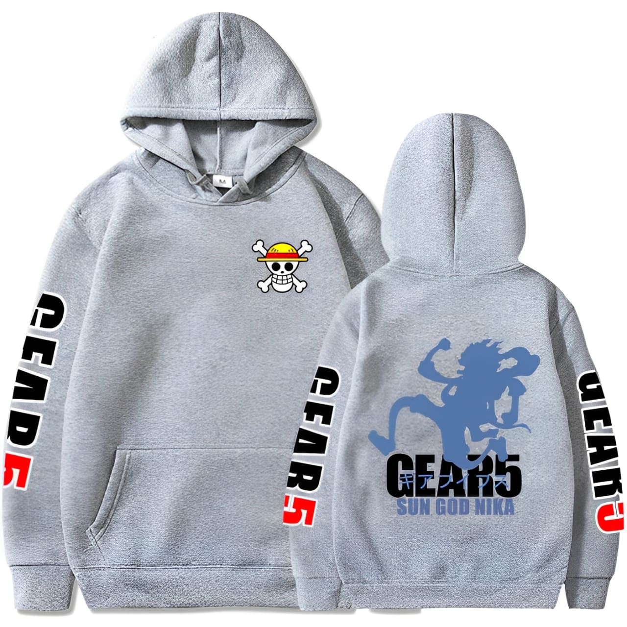 sweatshirt one piece luffy gear 5 nika grey