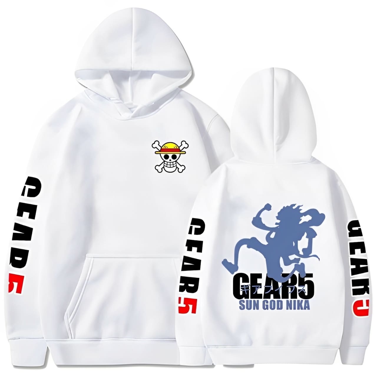 sweatshirt one piece luffy gear 5 nika white