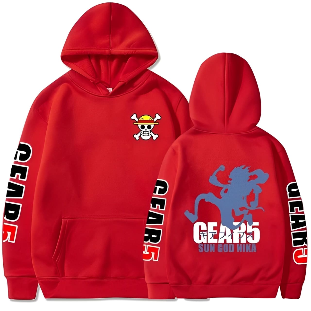sweatshirt one piece luffy gear 5 nika red