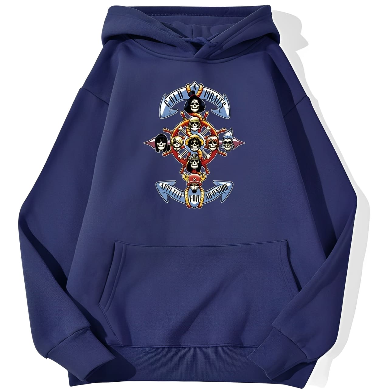 sweatshirt hoodie one piece gold pirates bleu marine