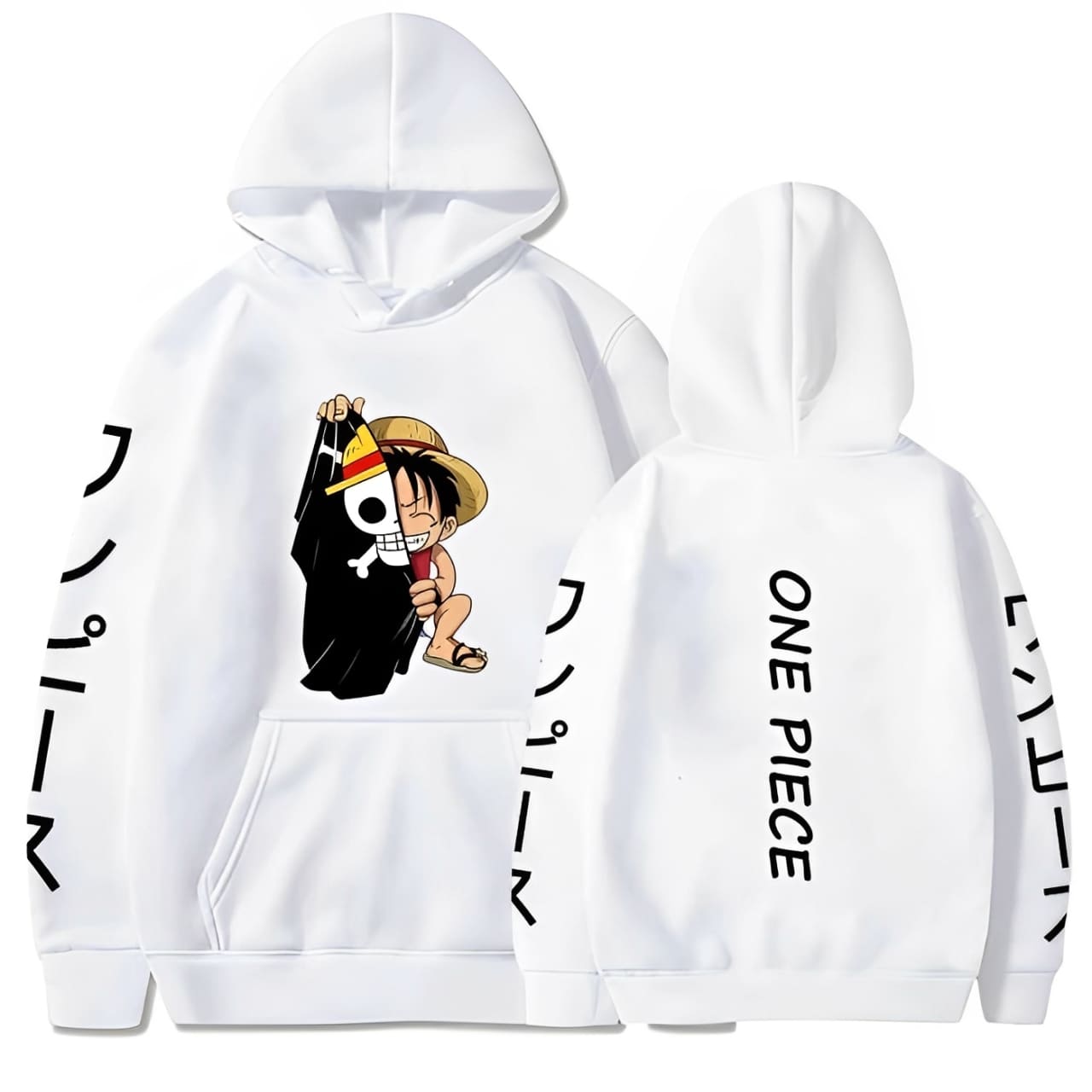 sweatshirt one piece monkey luffy flag hk white