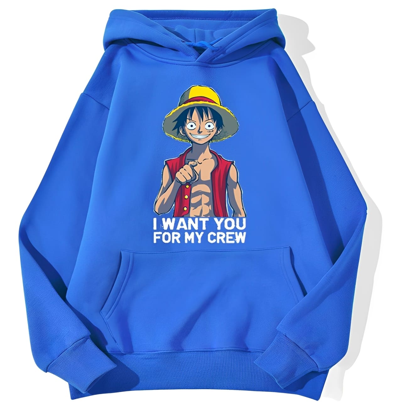 sweatshirt hoodie one piece luffy want you bleu
