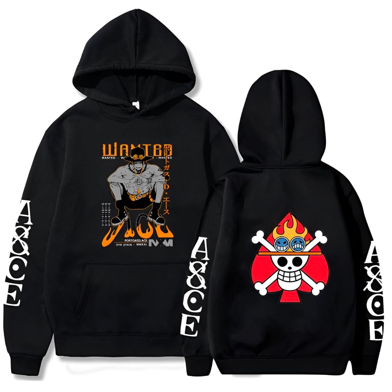 sweatshirt one piece jolly portgas ace black