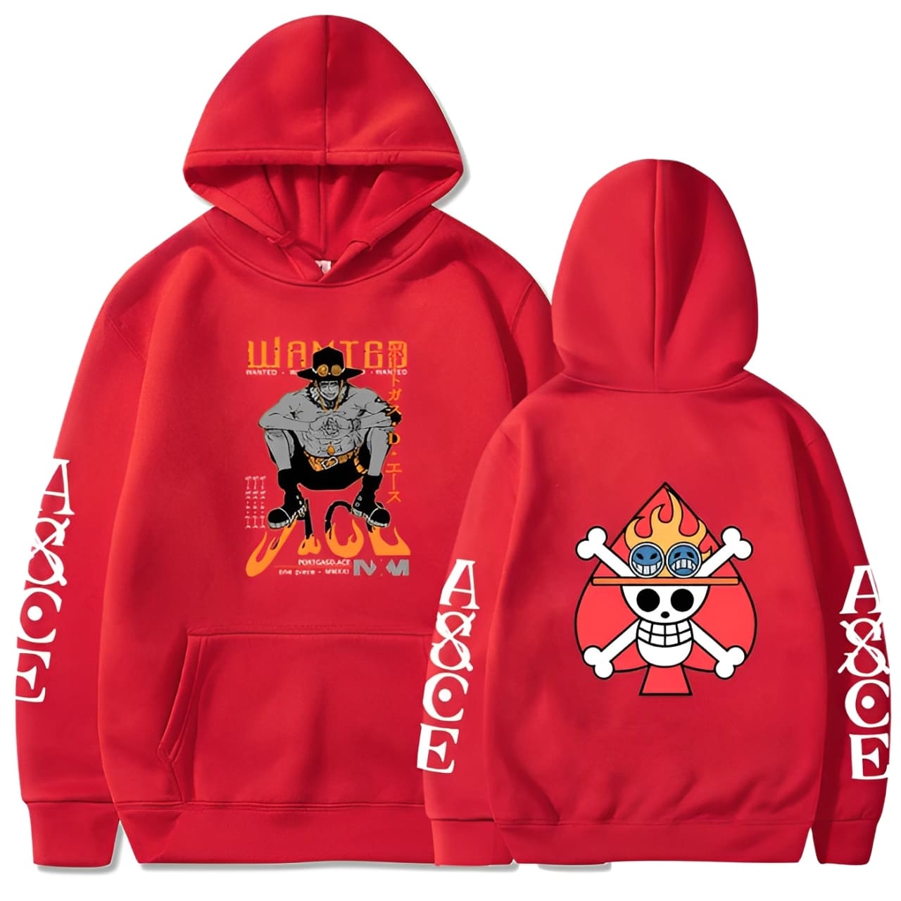 sweatshirt one piece jolly portgas ace red
