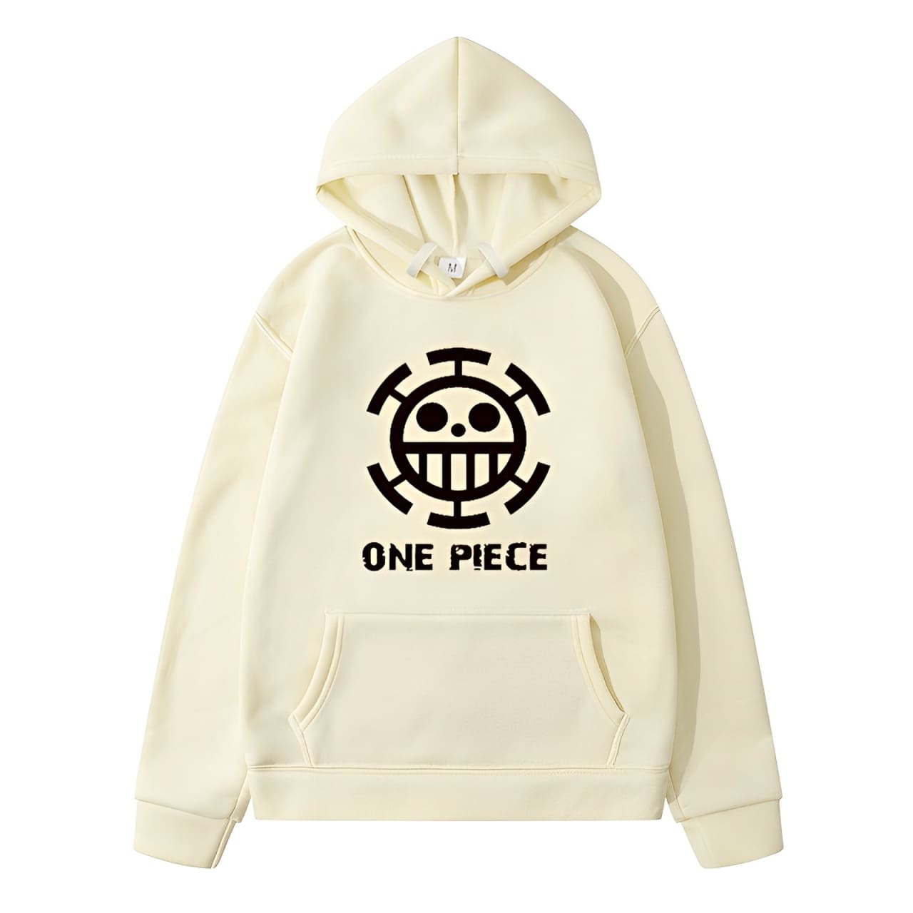 sweatshirt hoodie one piece traflagar law logo beige