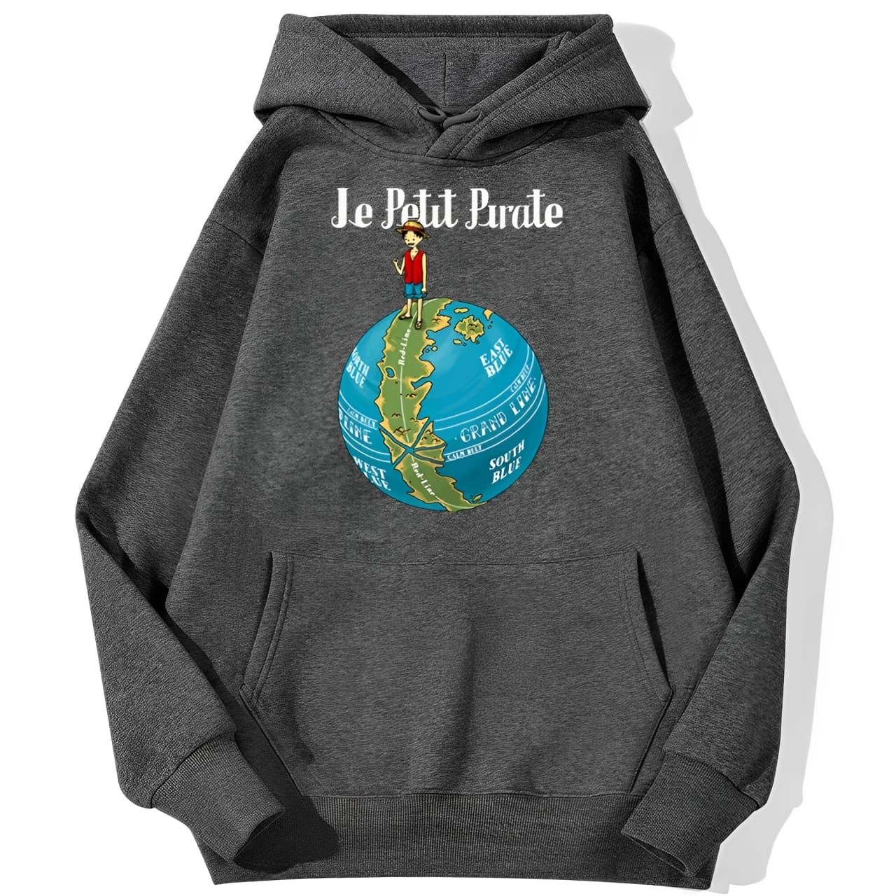 sweatshirt hoodie one piece petit pirate gris fonce