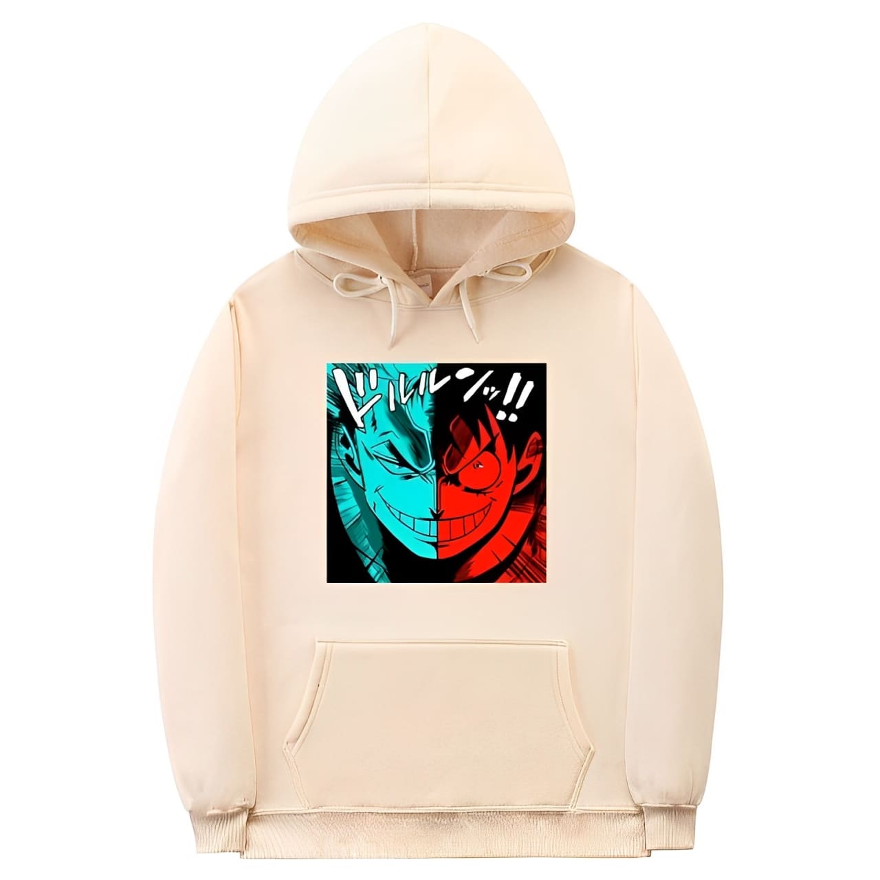 sweatshirt hoodie one piece luffy zoro beige