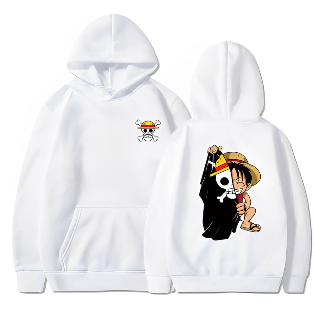 sweatshirt one piece monkey luffy flag white
