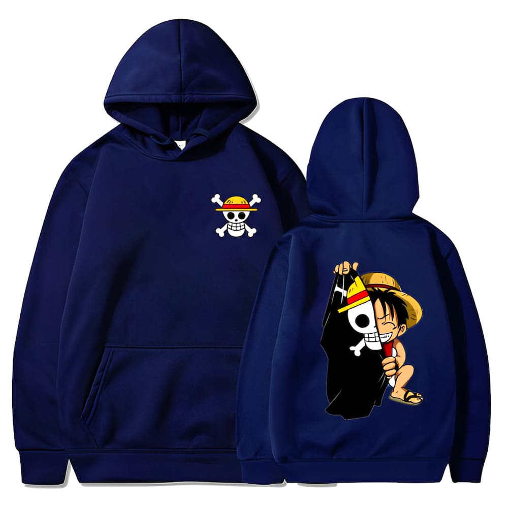 sweatshirt one piece monkey luffy flag dark blue