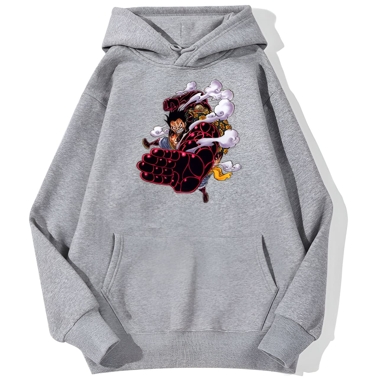 sweatshirt hoodie one piece luffy gear 4 gris