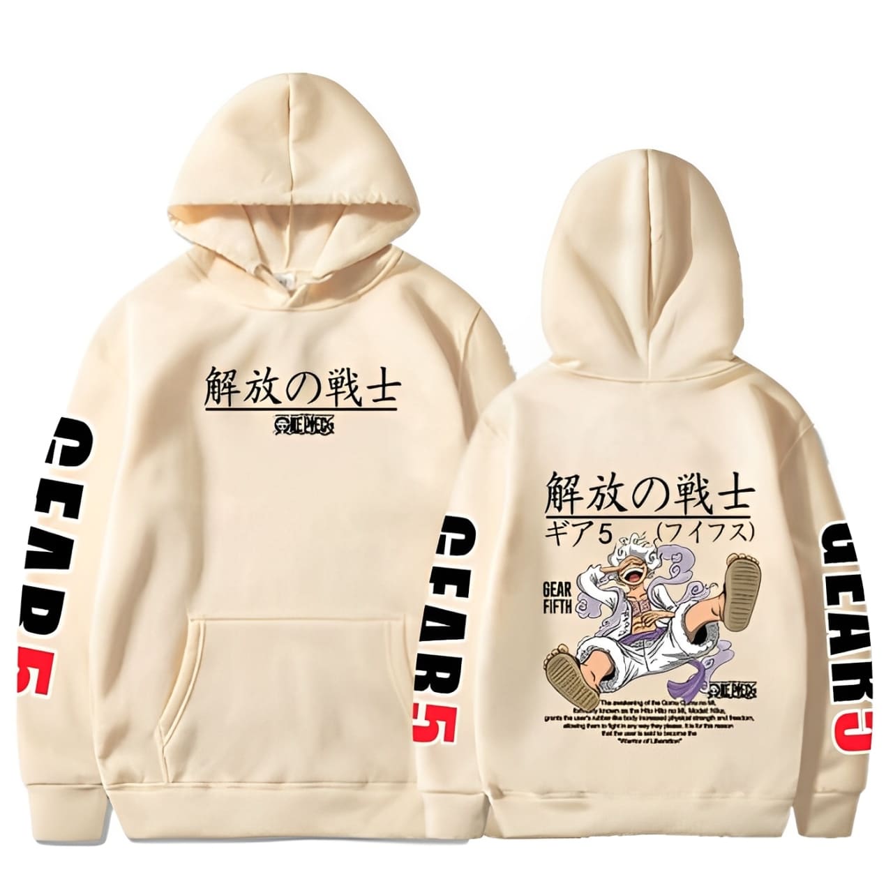 sweatshirt one piece luffy gear fifth beige