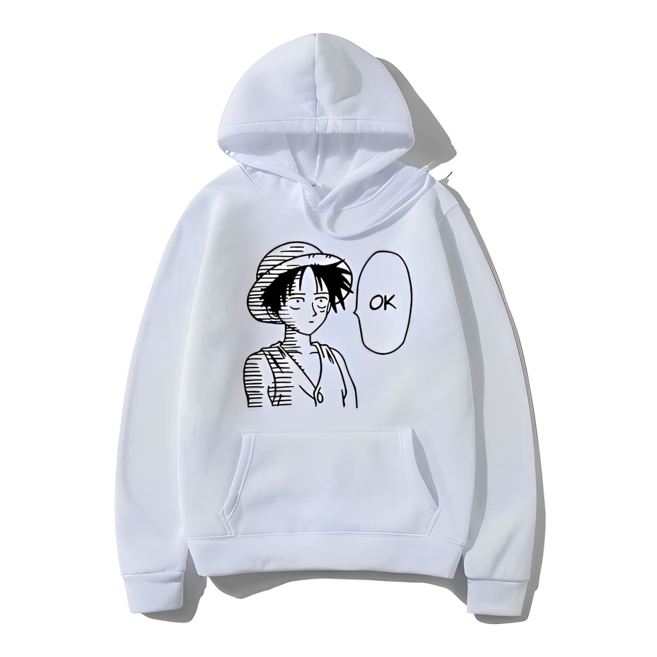 sweatshirt hoodie one piece luffy ok blanc