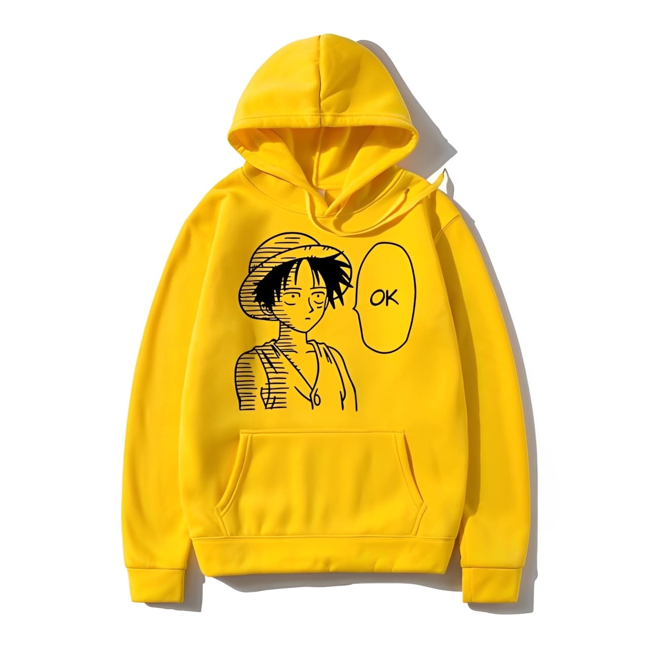 sweatshirt hoodie one piece luffy ok jaune