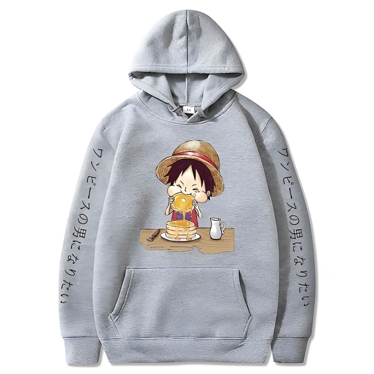 sweatshirt one piece luffy pancakes grey