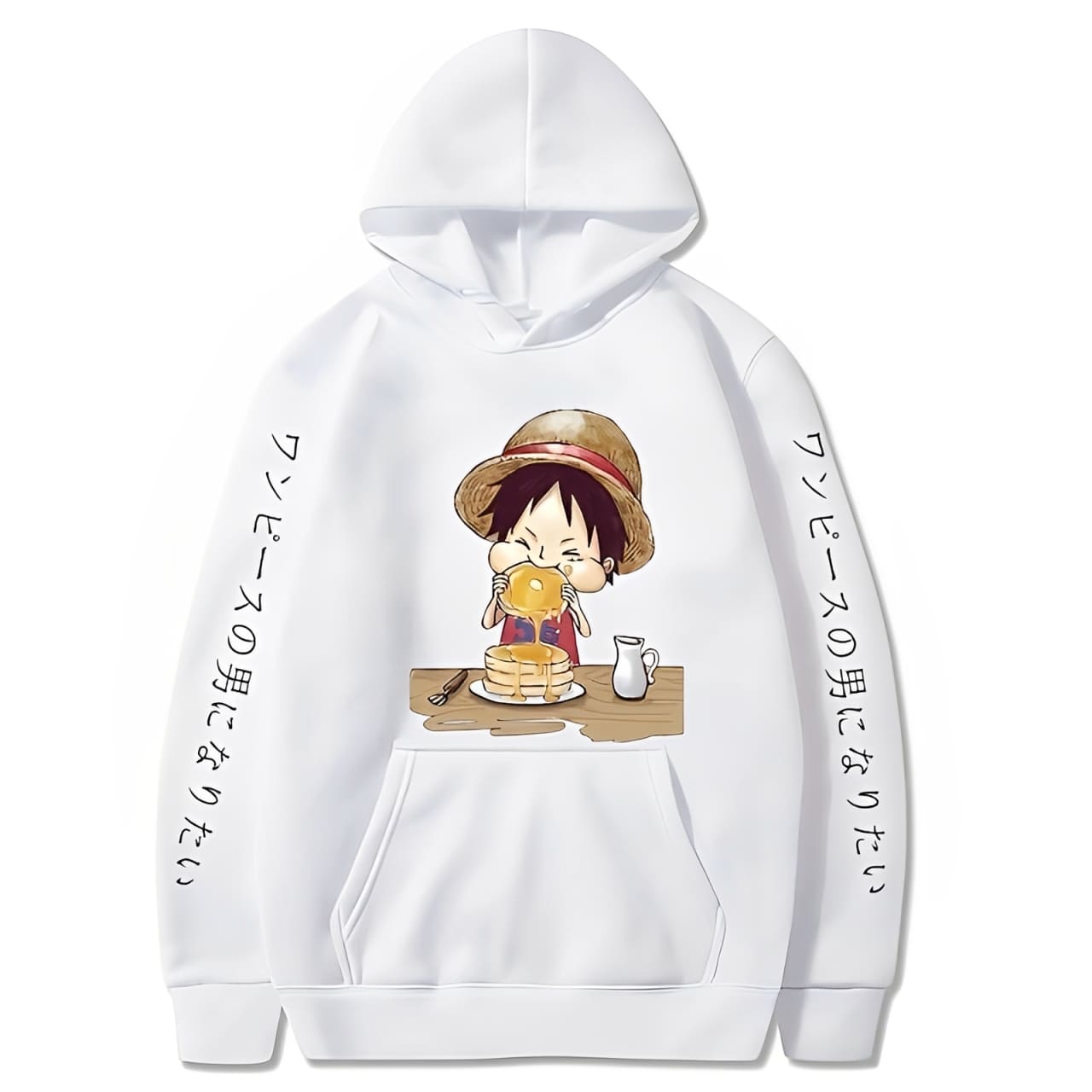 sweatshirt one piece luffy pancakes white