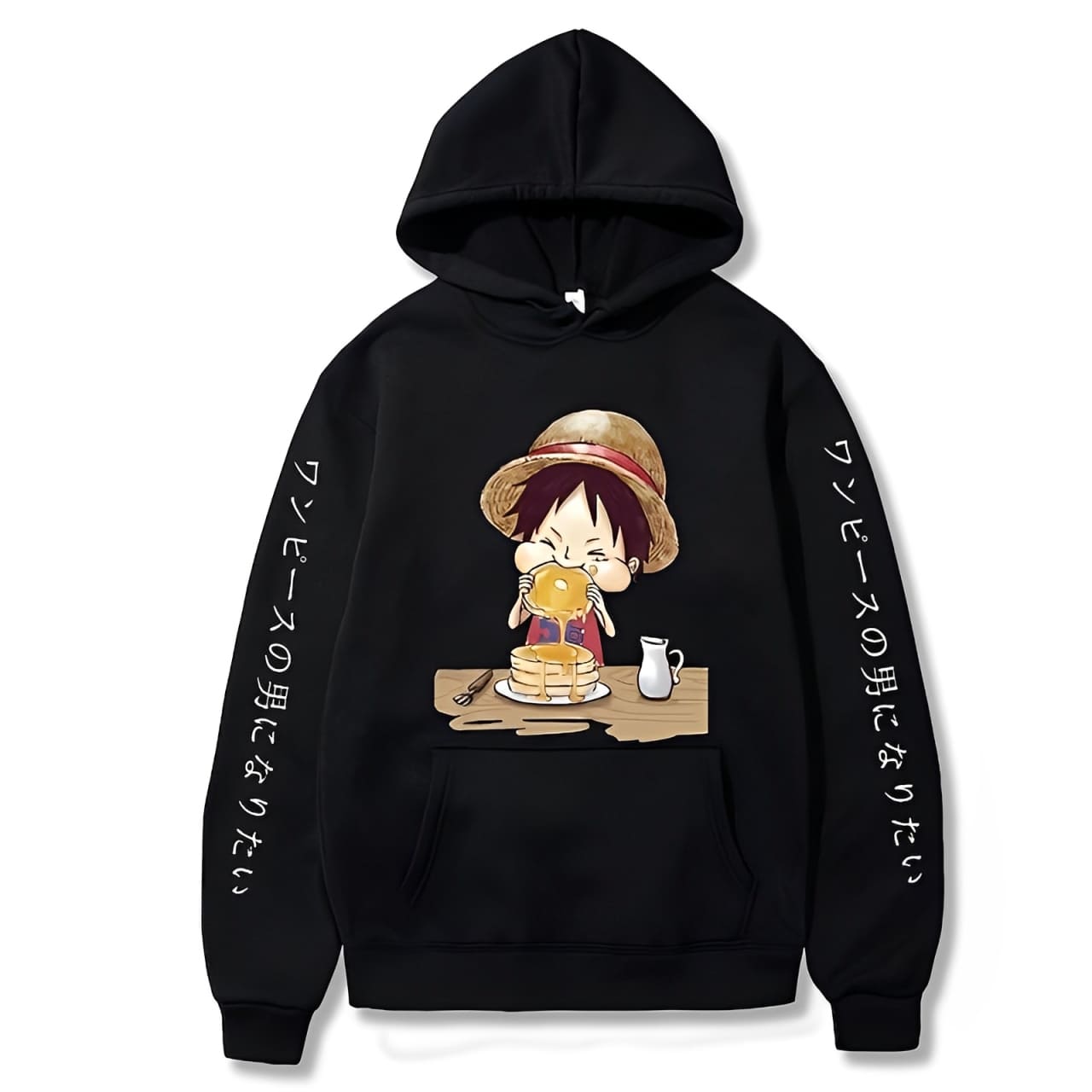 sweatshirt one piece luffy pancakes black