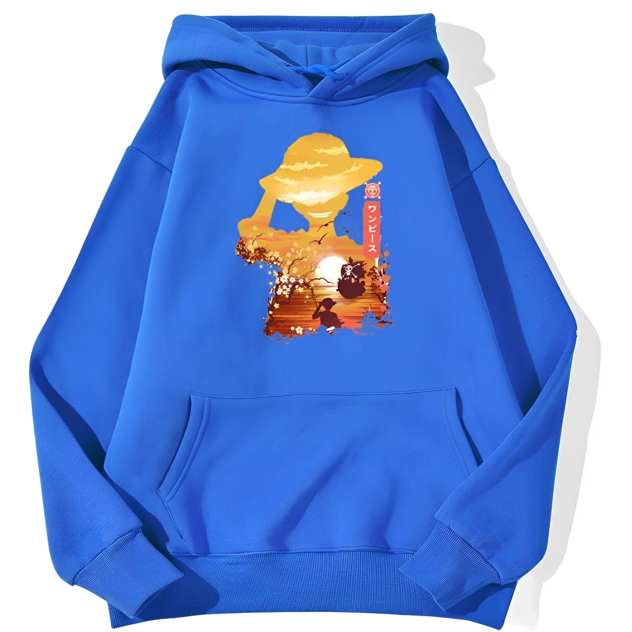 sweatshirt hoodie one piece luffy paysage bleu