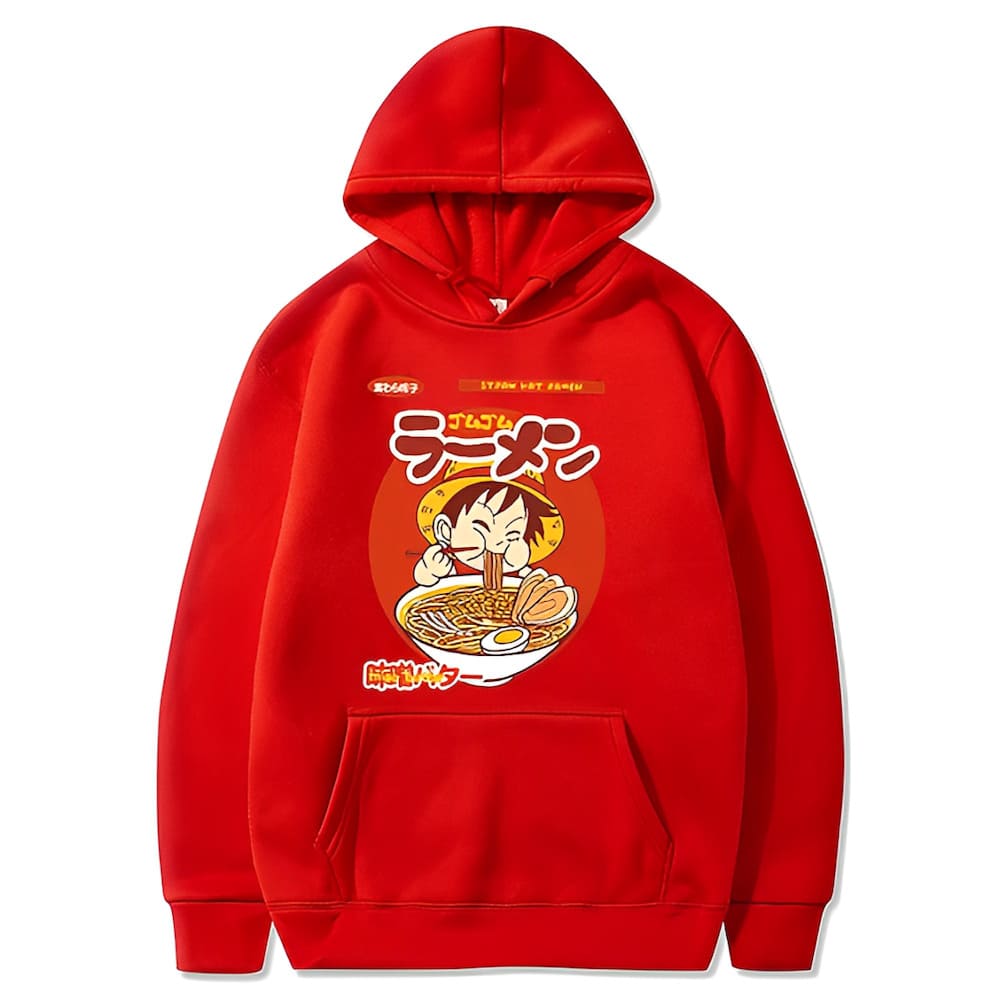 sweatshirt one piece luffy ramen red