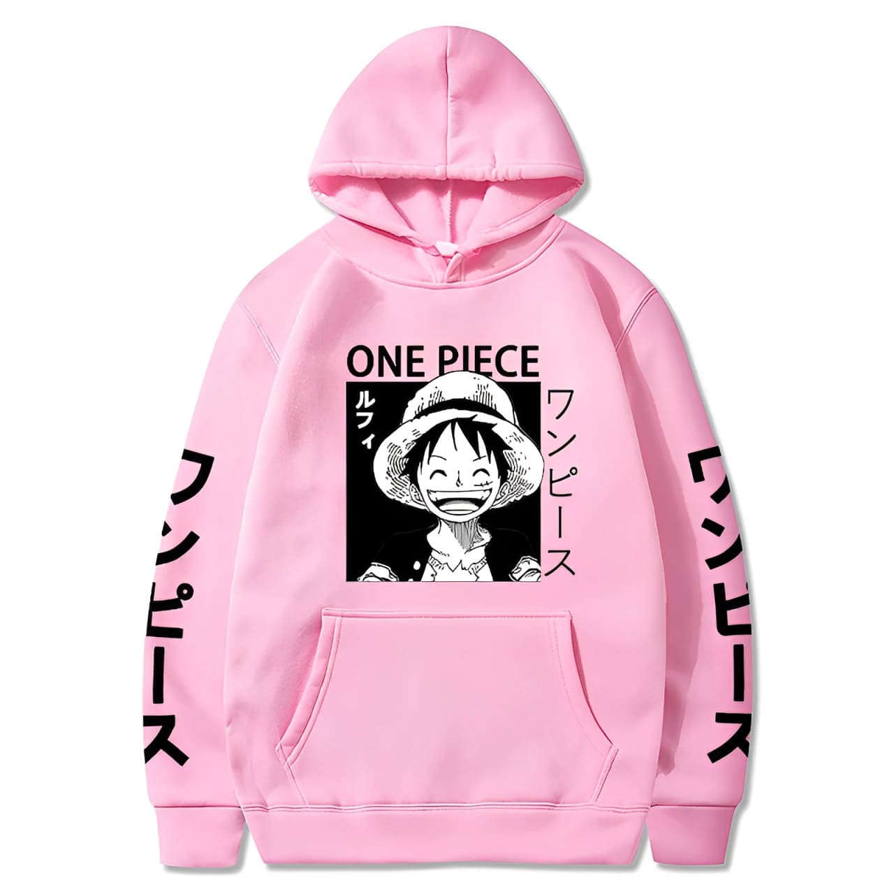 sweatshirt one piece luffy smile pink