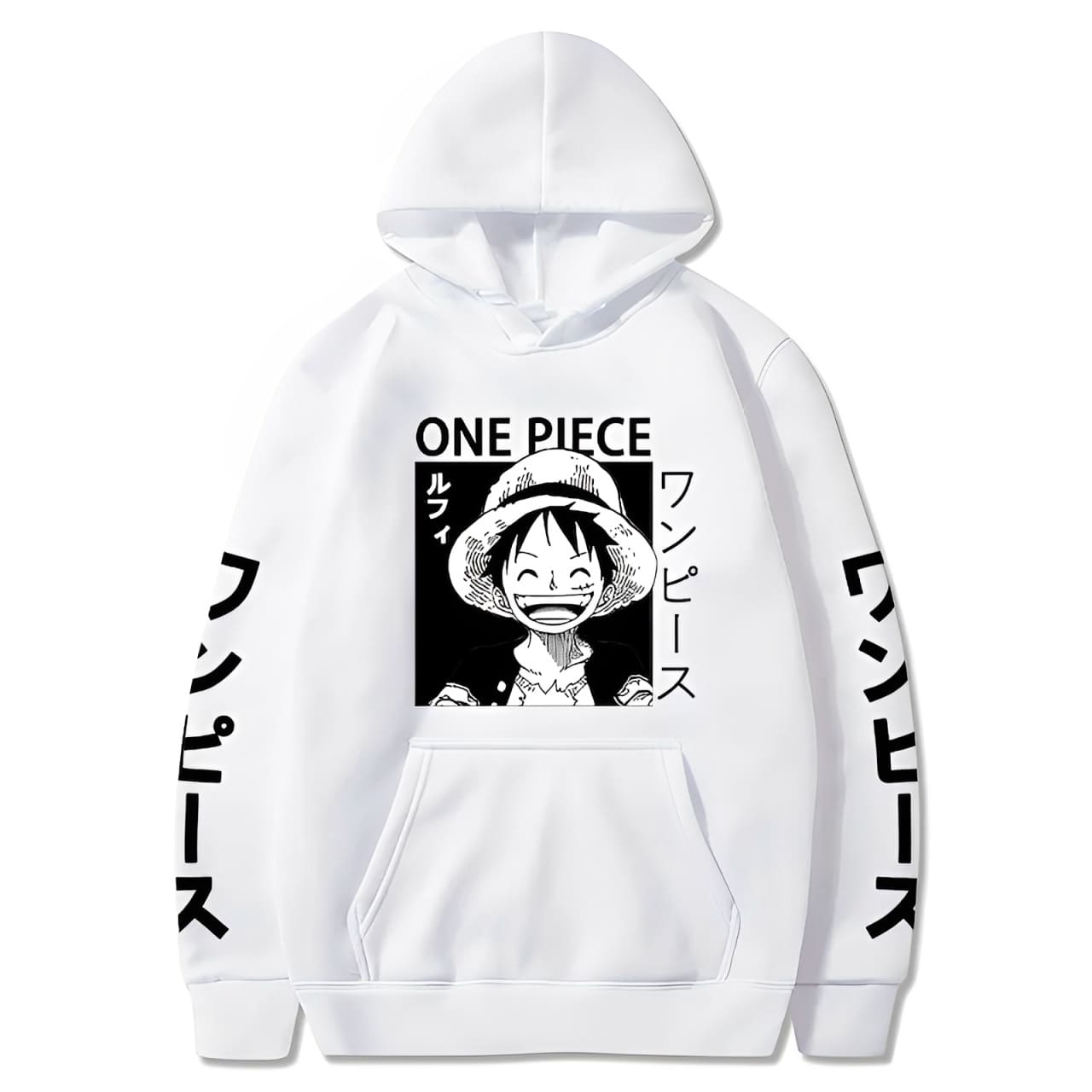 sweatshirt one piece luffy smile white