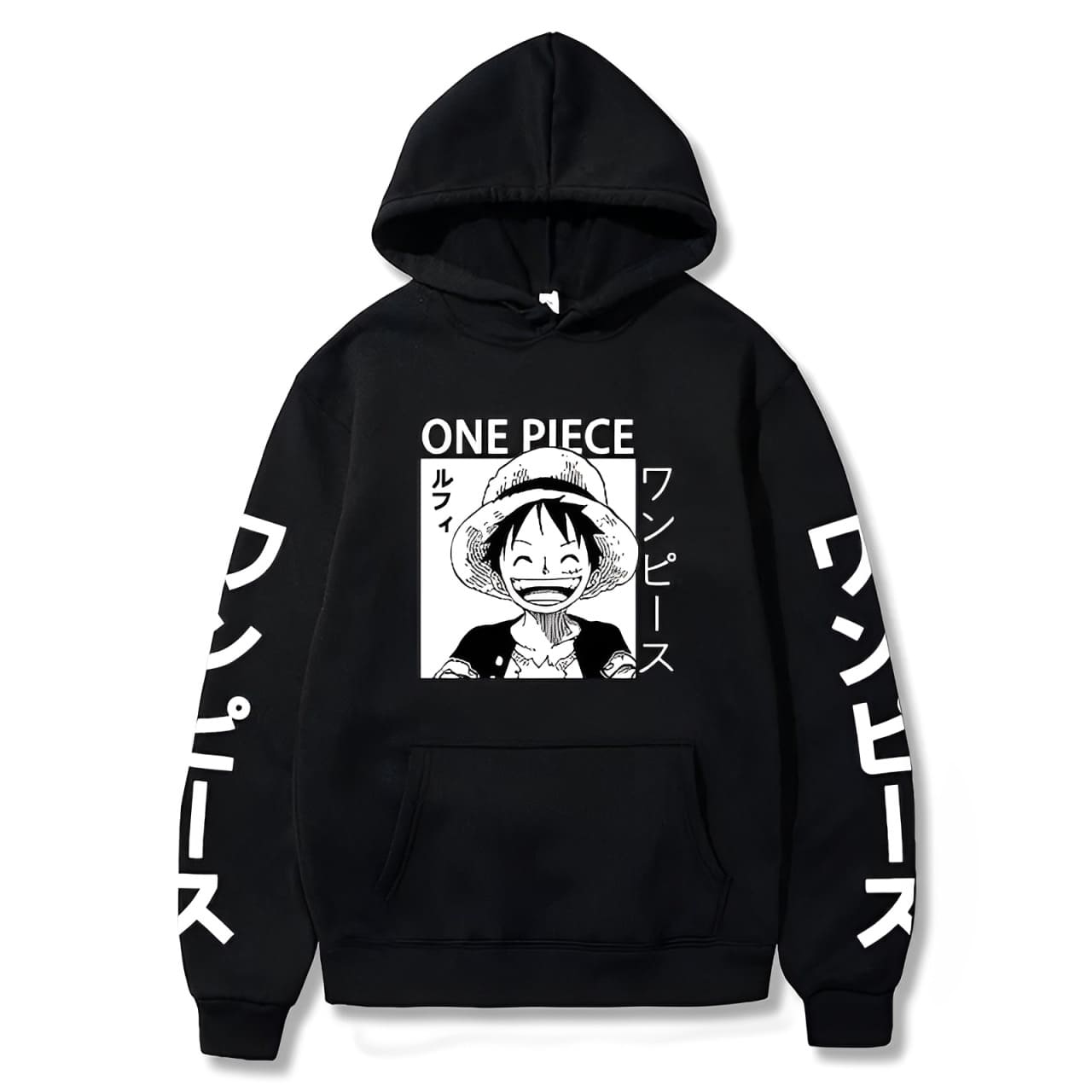 sweatshirt one piece luffy smile black
