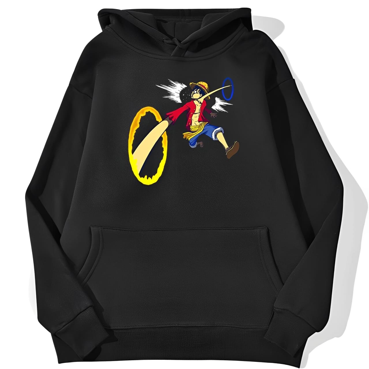 sweatshirt hoodie one piece luffy punch noir