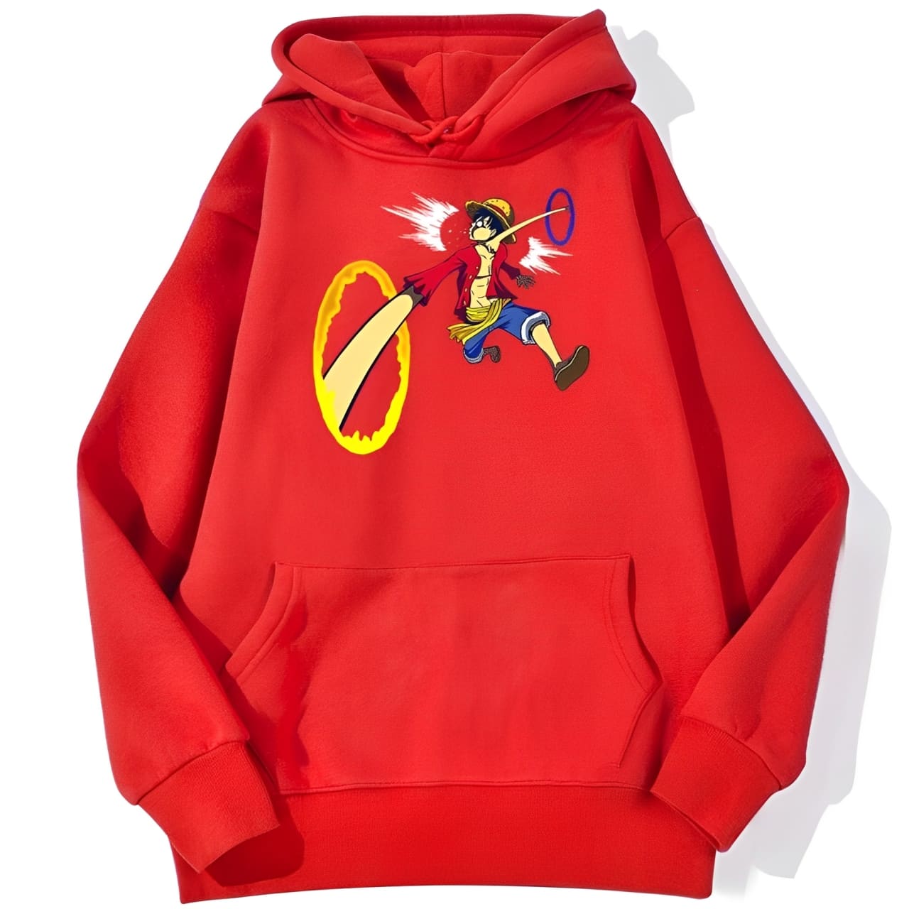 sweatshirt hoodie one piece luffy punch rouge