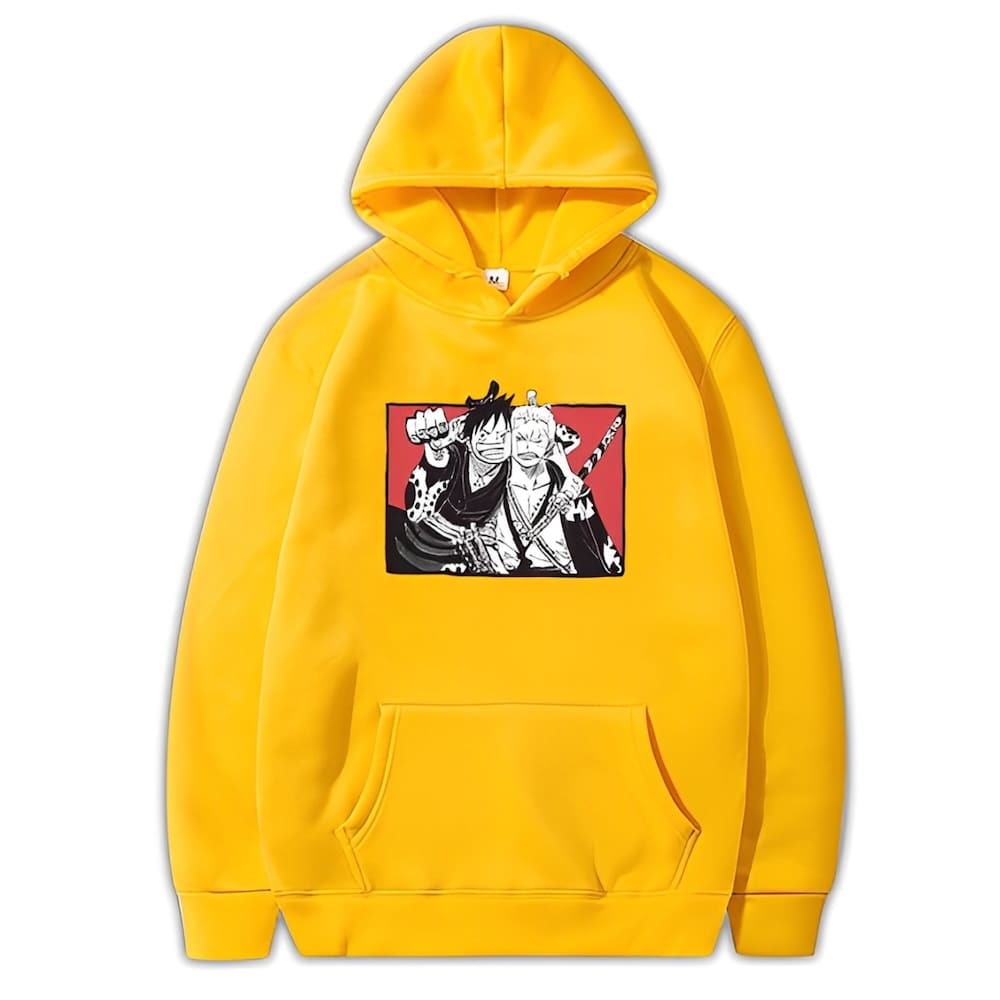 sweatshirt one piece luffytaro zorojuro yellow