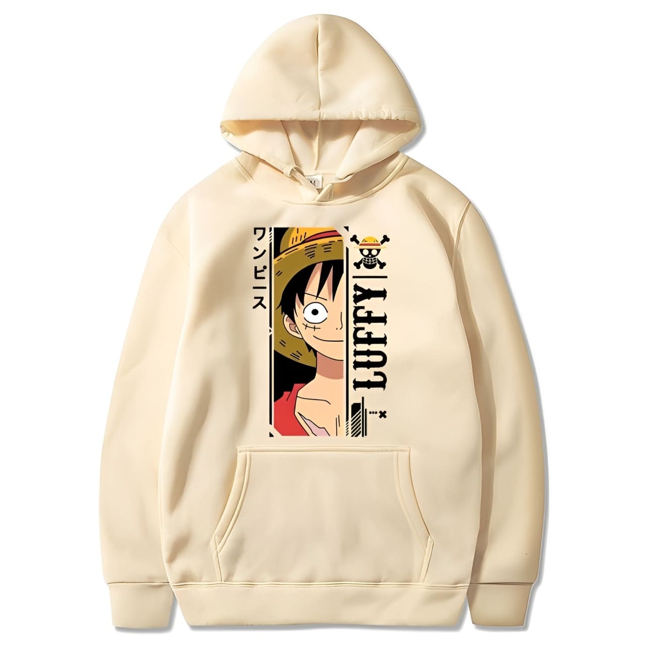 sweatshirt one piece monkey luffy beige