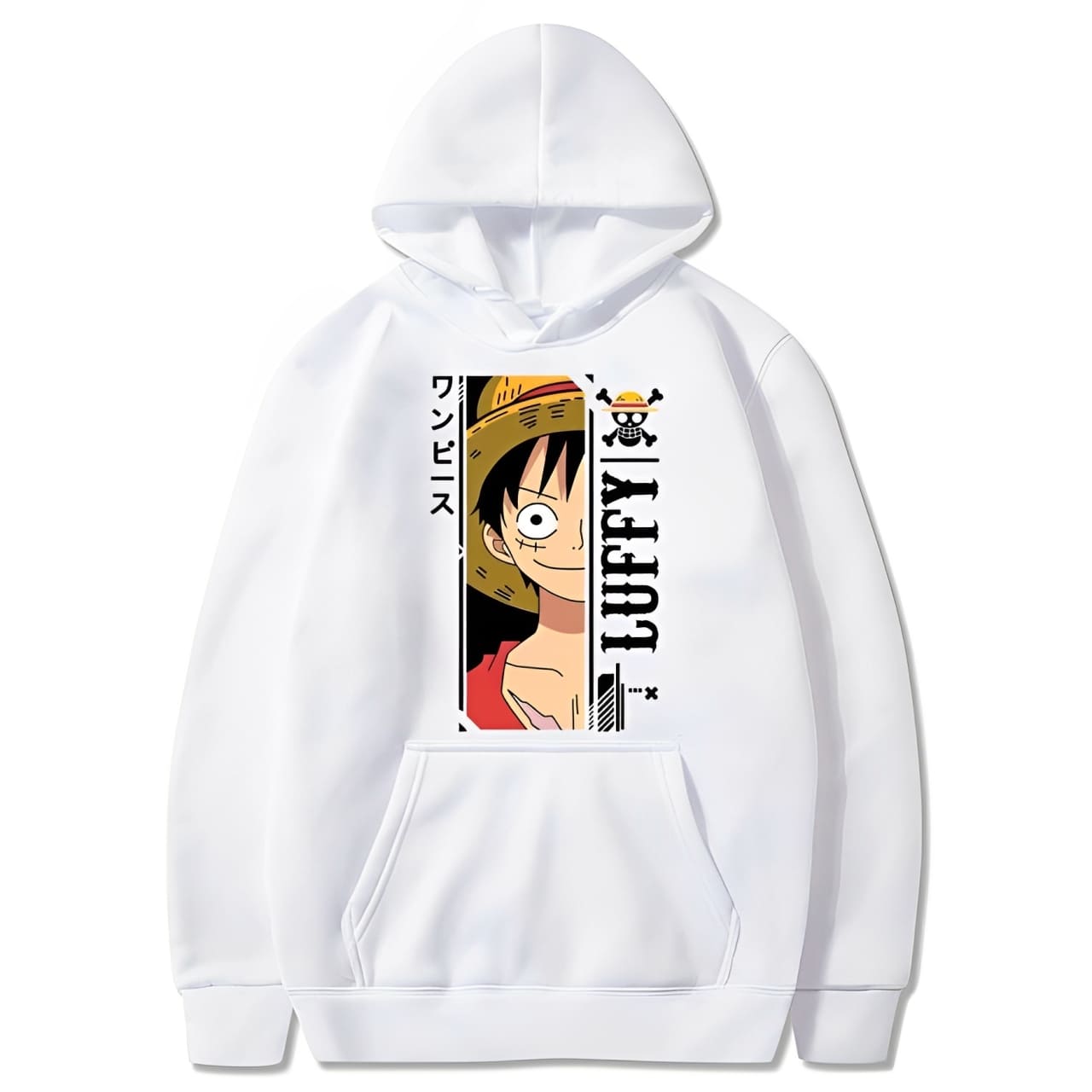 sweatshirt one piece monkey luffy blanc