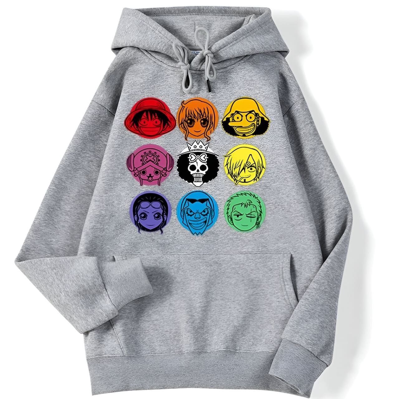 sweatshirt hoodie one piece mugiwara gris