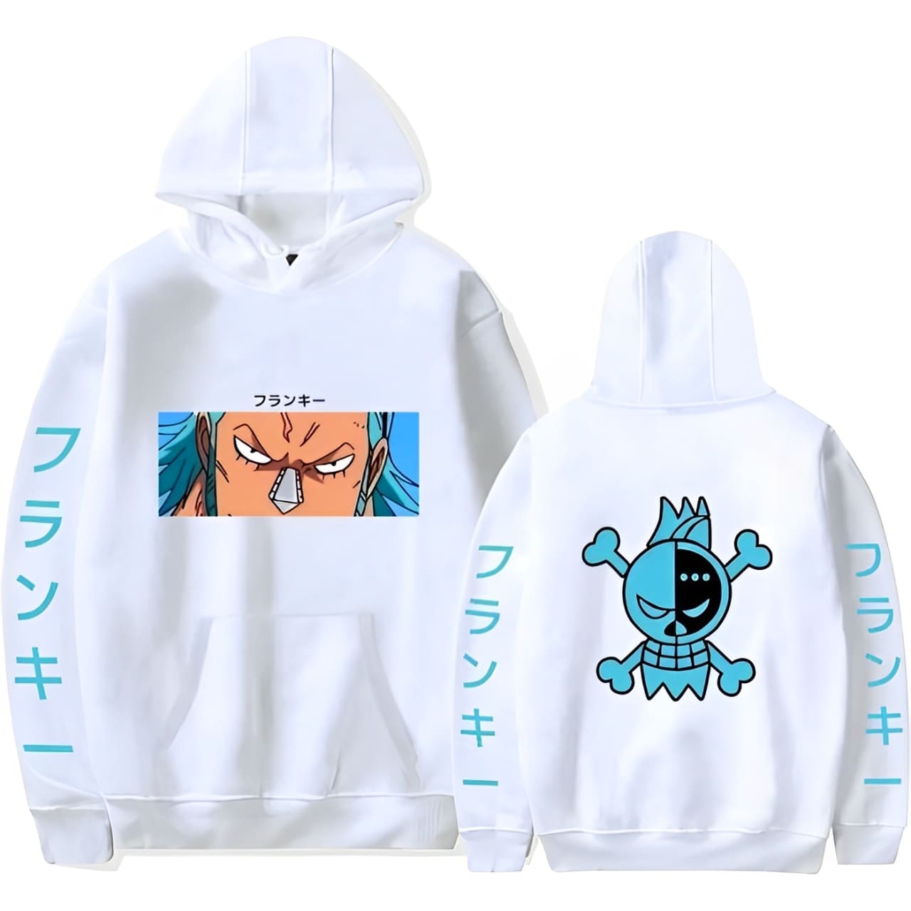 sweatshirt one piece pirate franky blanc